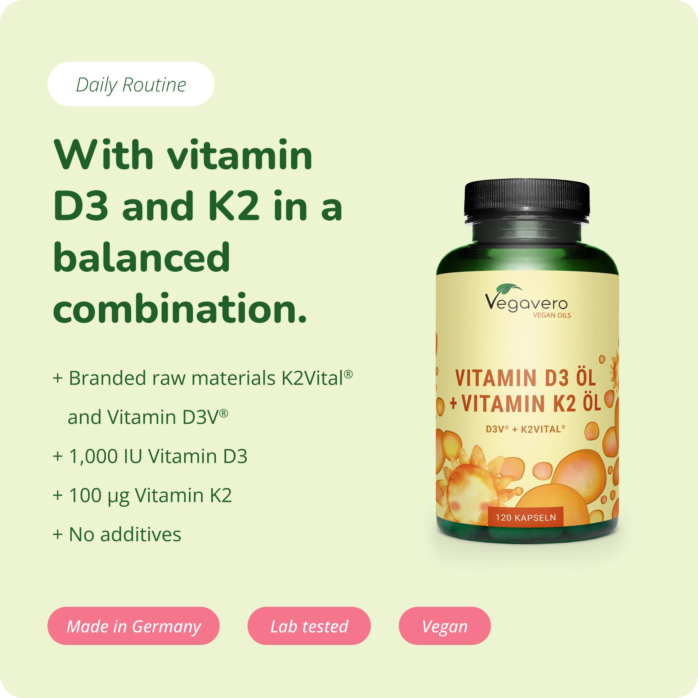 Vitamin D3 + K2 Öl Kapseln