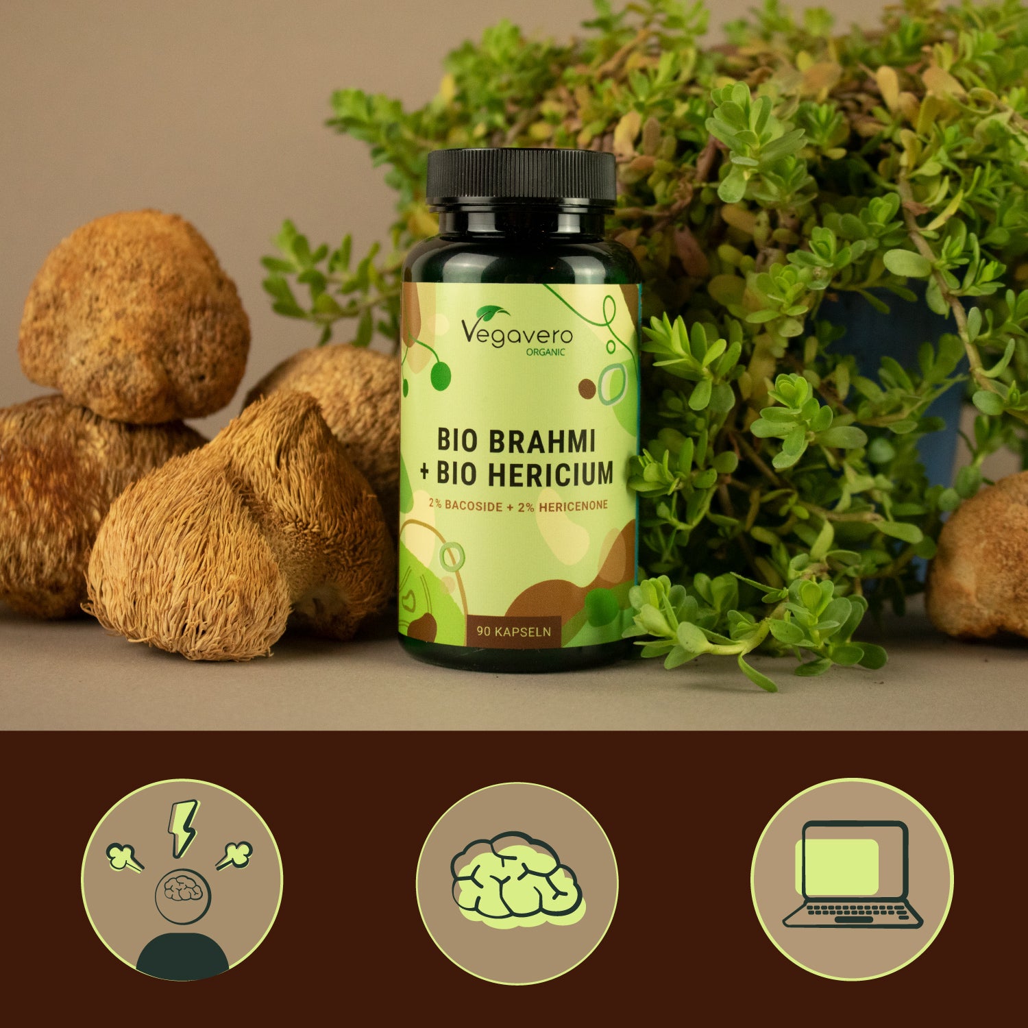 Brahmi + Hericium Kapseln Bio