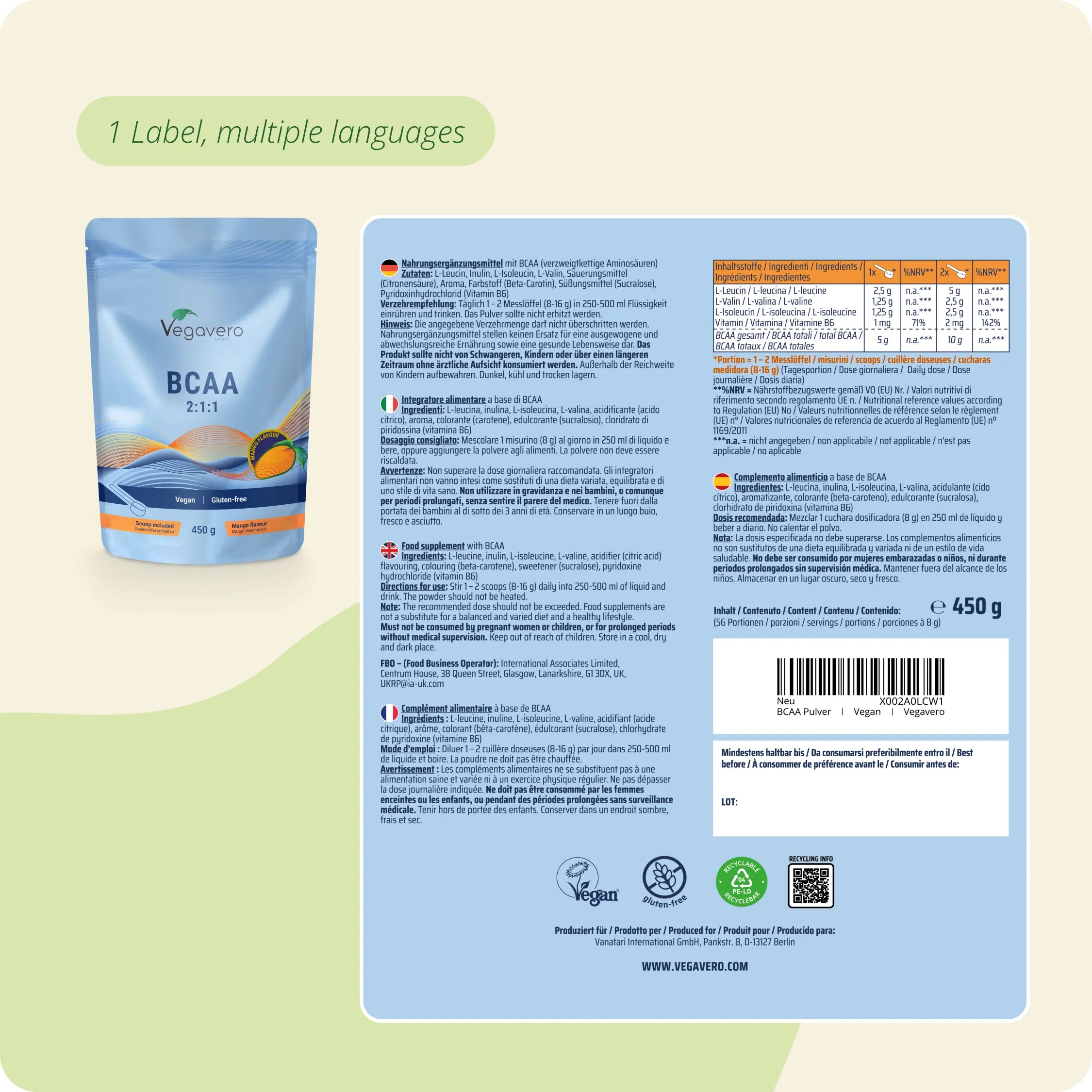 BCAA Pulver Mango