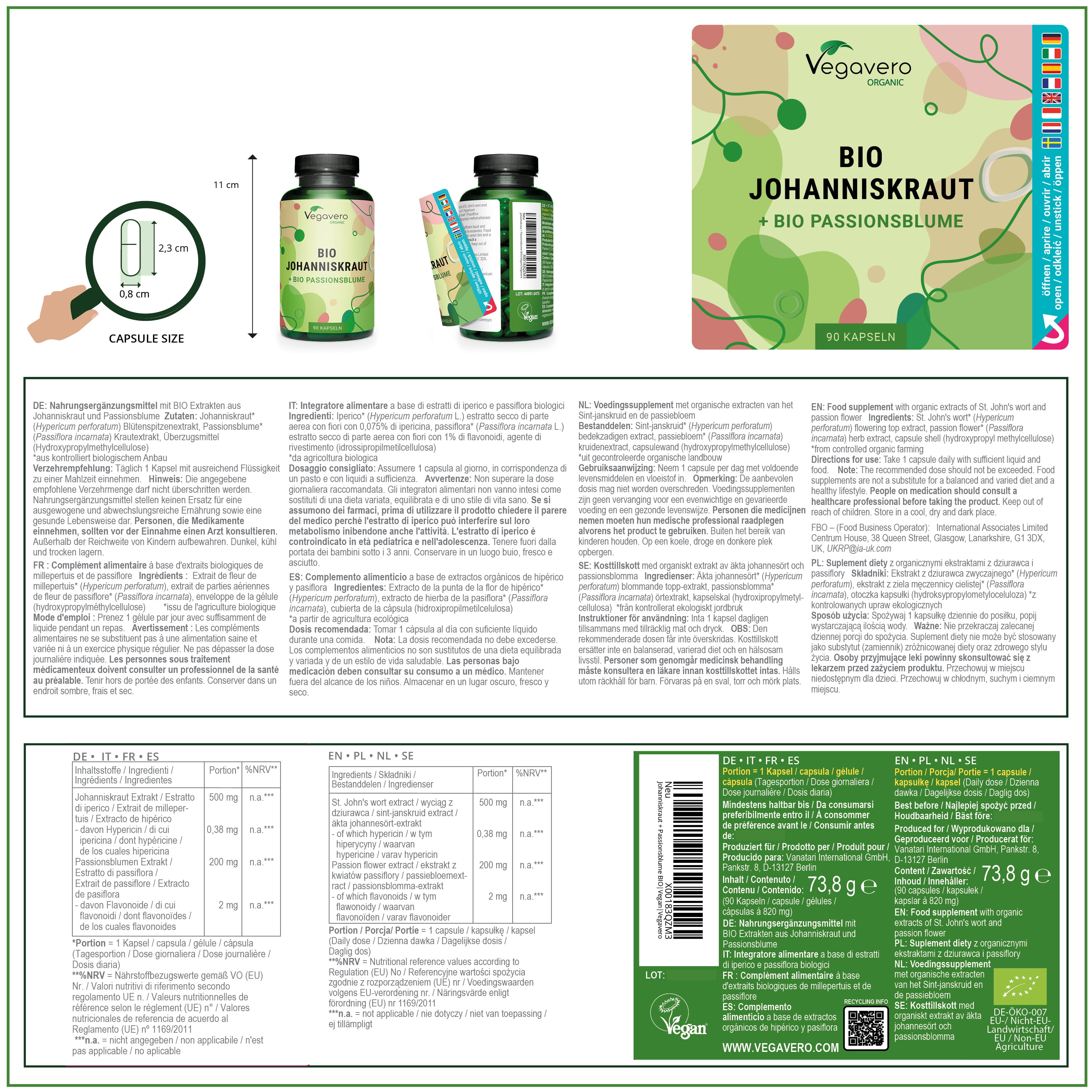 St. John's Wort + Passion Flower Capsules Organic