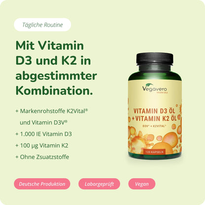Vitamin D3 + K2 Öl Kapseln