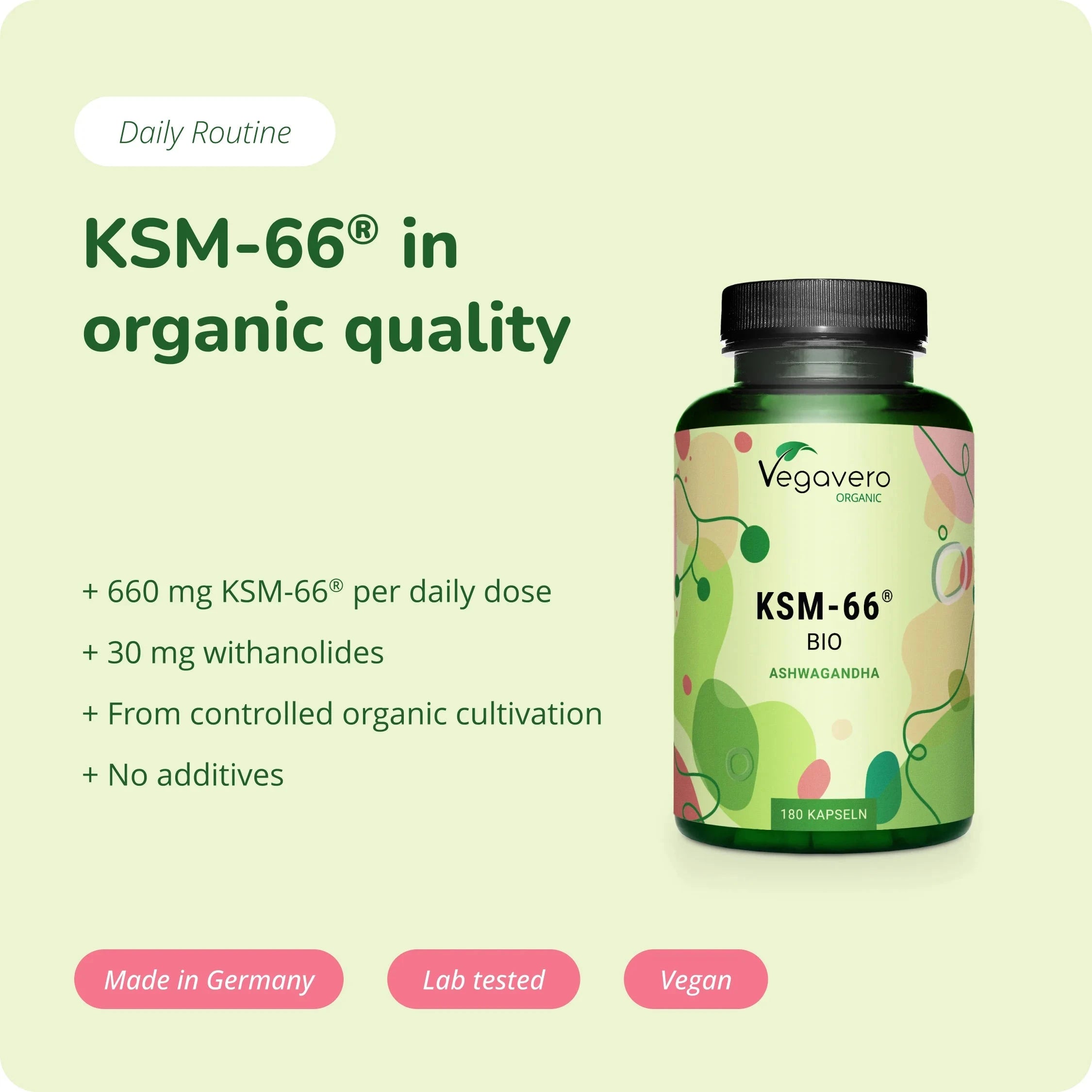 Ashwagandha KSM-66 Extrakt Kapseln Bio
