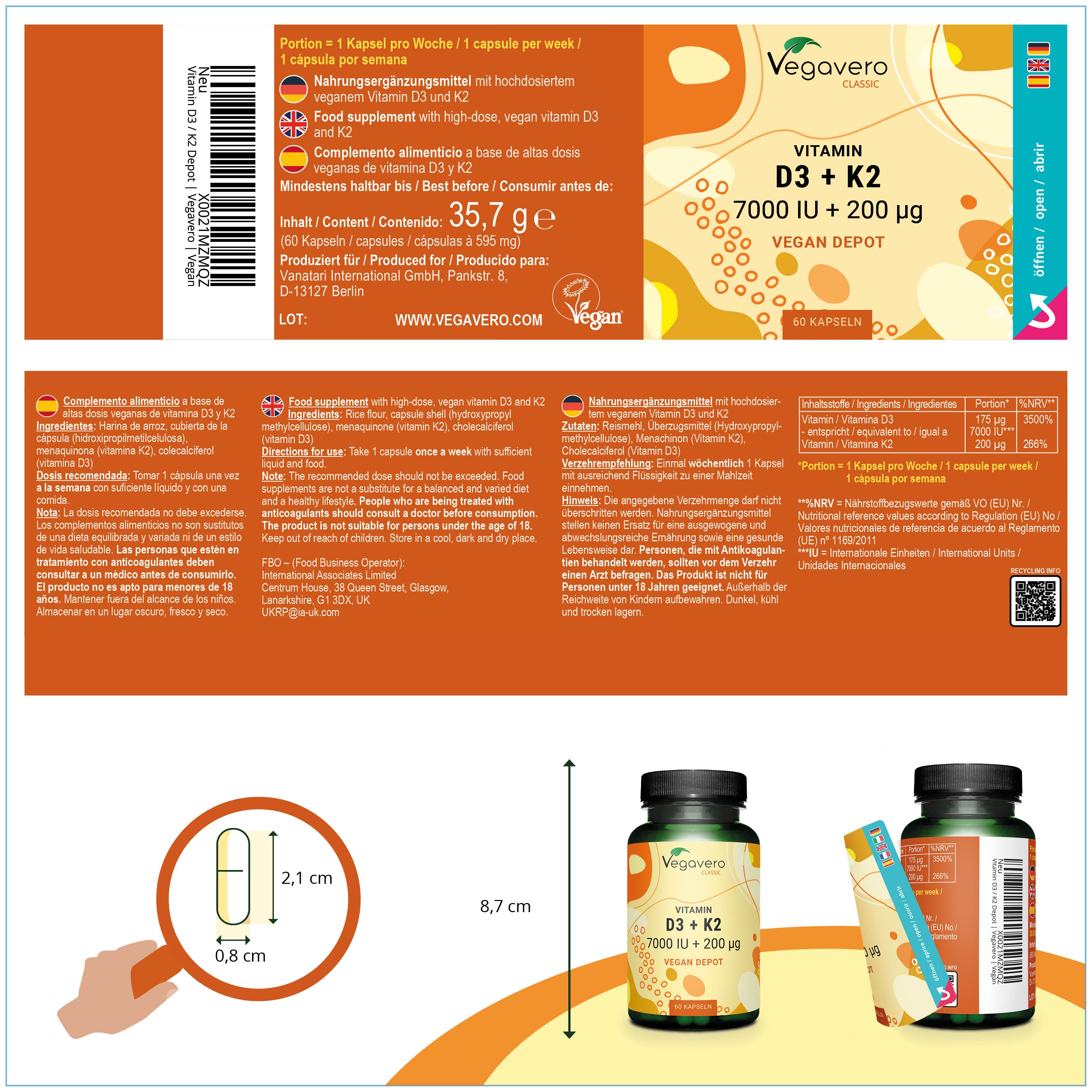 Vitamin D3 + K2 Depot Kapseln