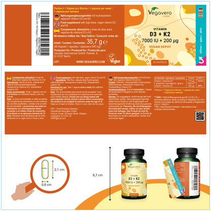 Vitamin D3 + K2 Depot Kapseln