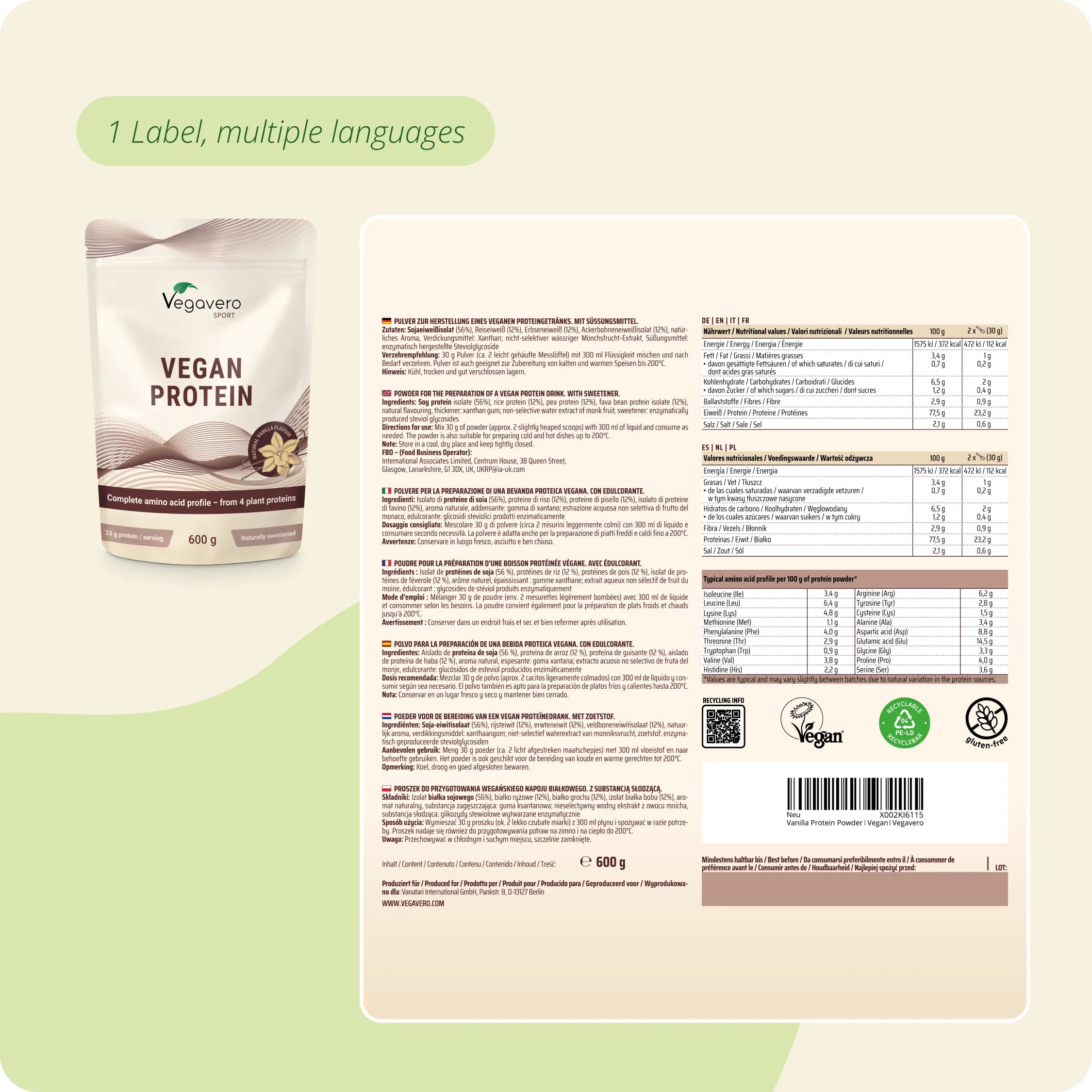Protein Vanille Pulver
