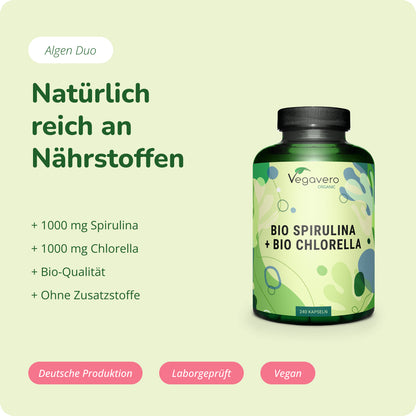 Spirulina + Chlorella Kapseln Bio